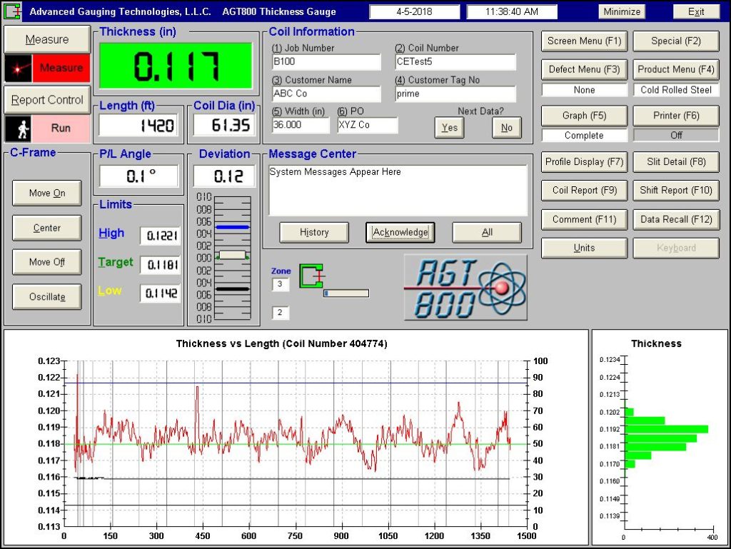 Laser Thickness Gauge AGT800XT Advanced Gauging Technologies