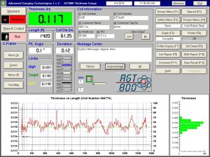 Laser thickness measurement gauge data